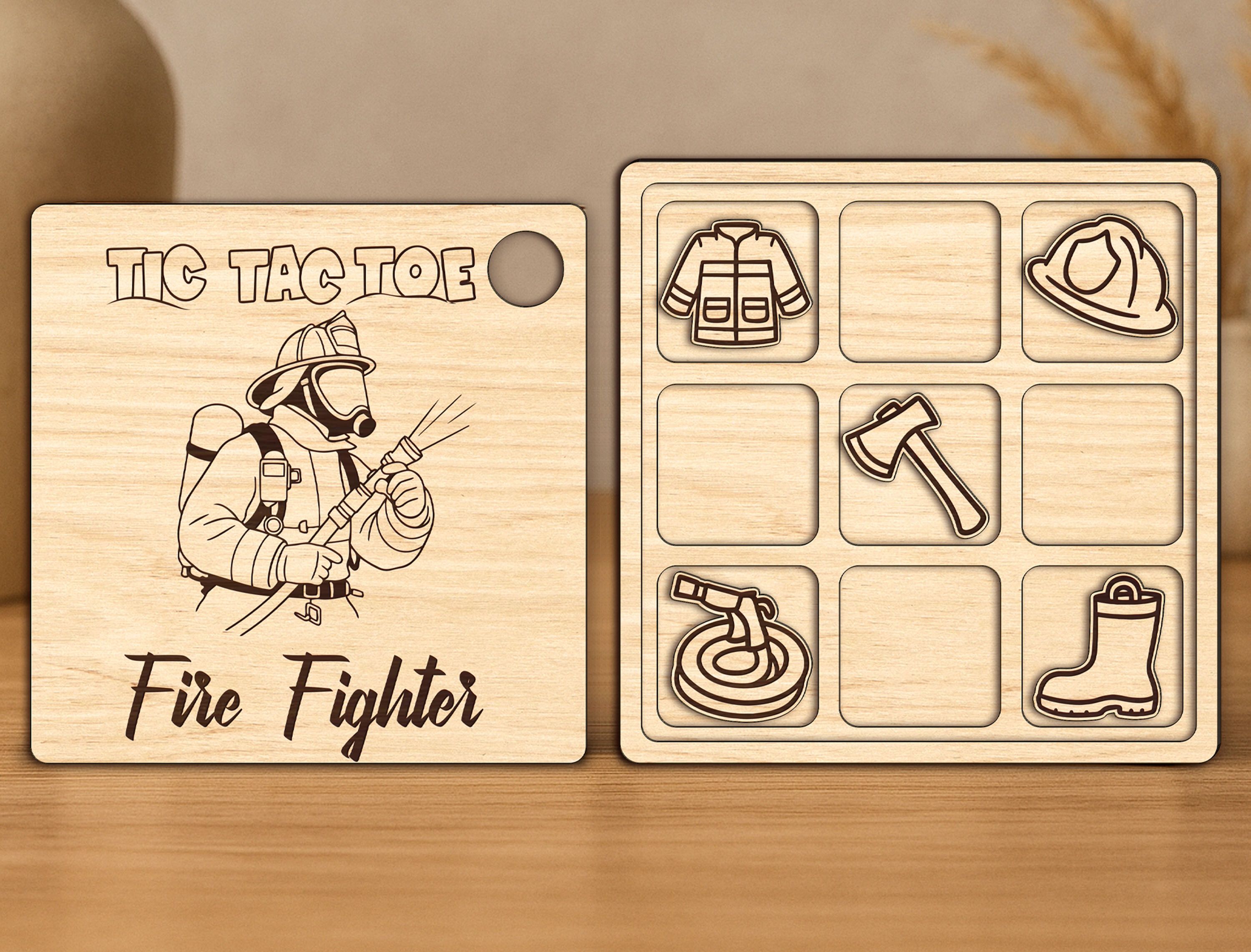 Firefighter Tic Tac Toe Laser Cut SVG
