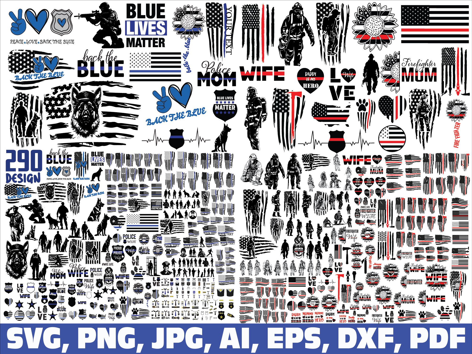 Police Firefighter Thin Blue Red Line