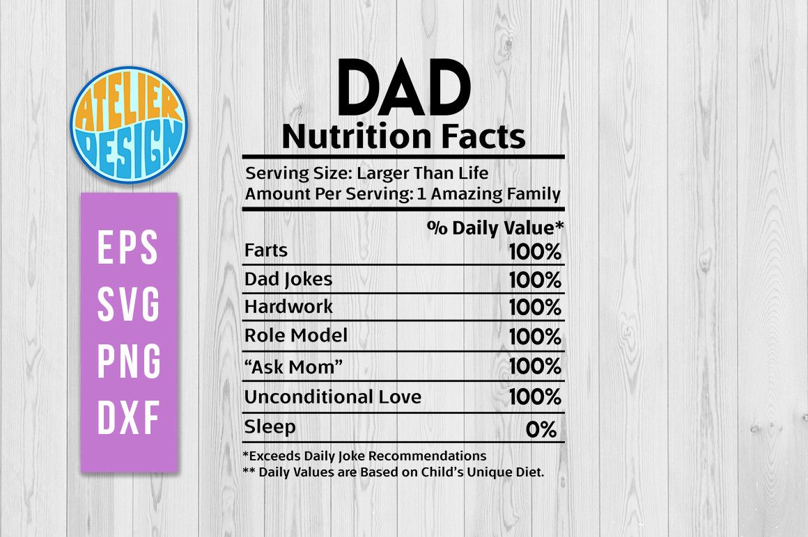 Dad Nutrition Facts Svg