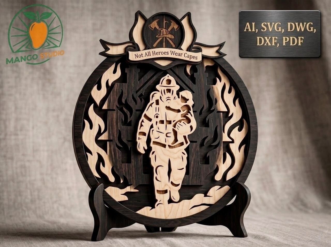 Firefighter Hero 3D 3mm Laser Cut Sign